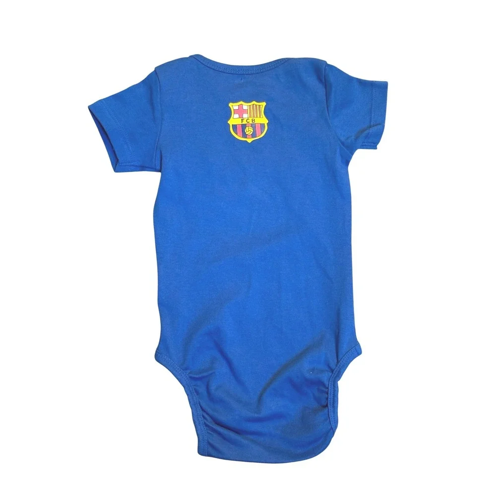 FC Barcelona Bodysuit Kids 9M Blue Barça‎ Crest Short Sleeve Romper
